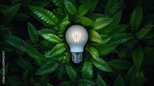 Green eco friendly lightbulb, green energy concept	 photo