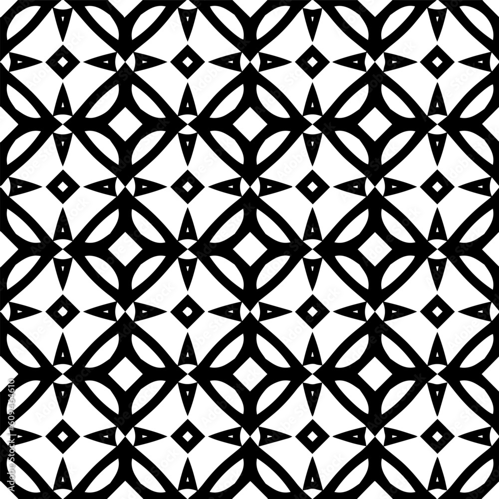 Seamless repeating pattern. Black and white pattern for web page, textures, card, poster, fabric, textile.
Seamless repeating pattern. Black and white pattern for web page, textures, card, poster, fabric, textile.