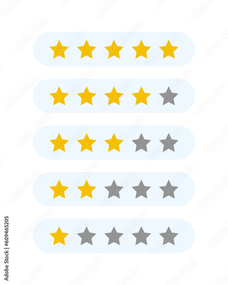 Product rating or customer review with gold stars flat vector icons for apps and websites. set of stars isolated on white background. Star icon. Stars in modern simple flat style vector