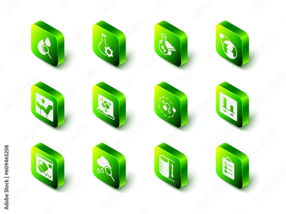 Set Test tube, Graduation cap, Earth globe, Graph chart infographic, To do list or planning, Atom, Height geometrical figure and Cloud with rain icon. Vector Set Test tube, Graduation cap, Earth globe, Graph chart infographic, To do list or planning, Atom, Height geometrical figure and Cloud with rain icon. Vector