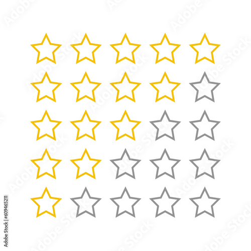 Product rating or customer review with gold stars flat vector icons for apps and websites. set of stars isolated on white background. Star icon. Stars in modern simple flat style vector