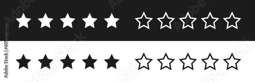 Product rating or customer review with black stars flat vector icons for apps and websites. set of stars isolated on white background. Star icon. Stars in modern simple flat style vector