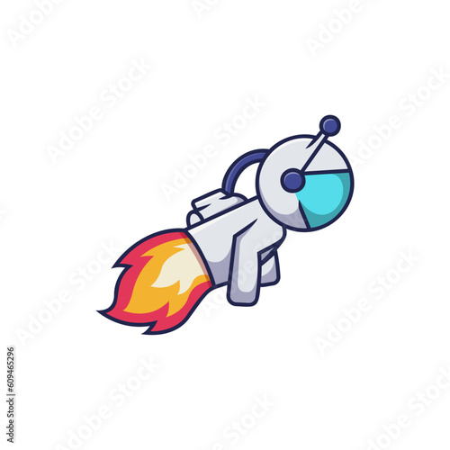 Rocket Astronaut Illustration. Cute Vector Cartoon Design Element 