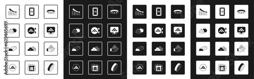 Set Gold ring, Jewelry store, nugget, Falling arrow with gold bars, 24k, hand and icon. Vector