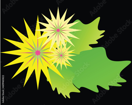 Laurel wreath, floral ornaments, sea beach, icons, car icons, pattern, lace, ribbons, fire icon, green icon, and people silhouettes