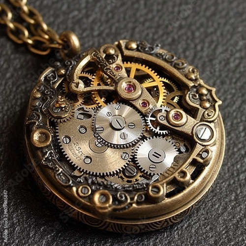 old watch mechanism, generative, ai, steampunk, ventage, old style