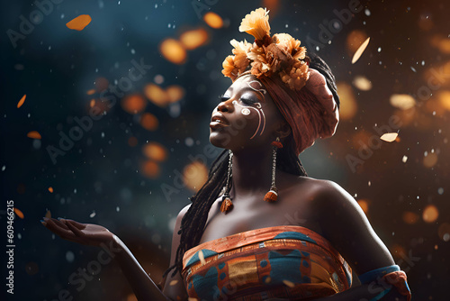 African American woman dancing in traditional clothes, Generative AI 1