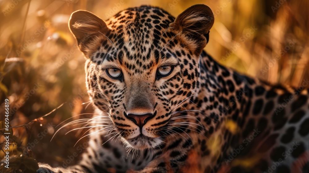 Fototapeta premium portrait of a leopard in nature