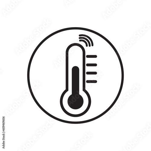 Smart devices and IoT icon: smart thermostat with thermometer