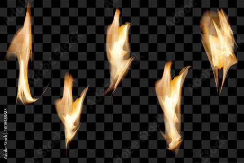 fire flames set. orange fireball isolated vector illustration