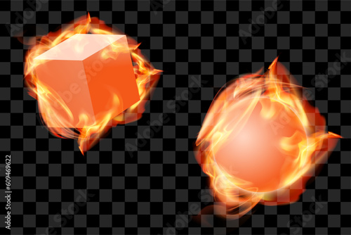 fire flames set. orange fireball isolated vector illustration