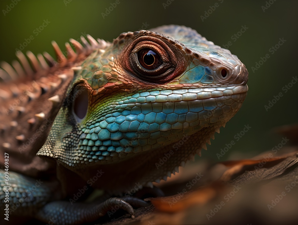 close up of a cute colourful iguana in the nature close up of a cute colourful iguana in the nature