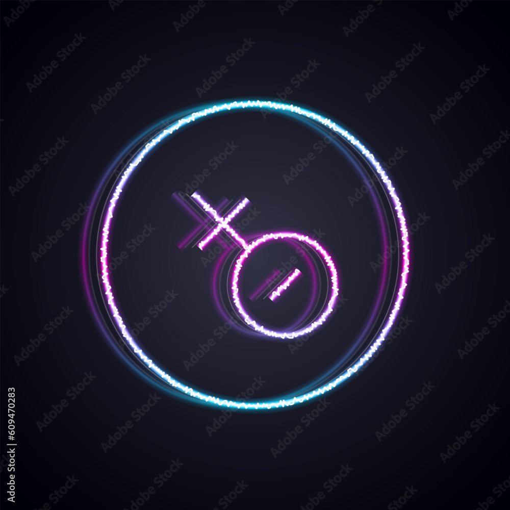 Glowing neon line Venus symbol icon isolated on black background. Astrology, numerology, horoscope, astronomy. Vector Glowing neon line Venus symbol icon isolated on black background. Astrology, numerology, horoscope, astronomy. Vector