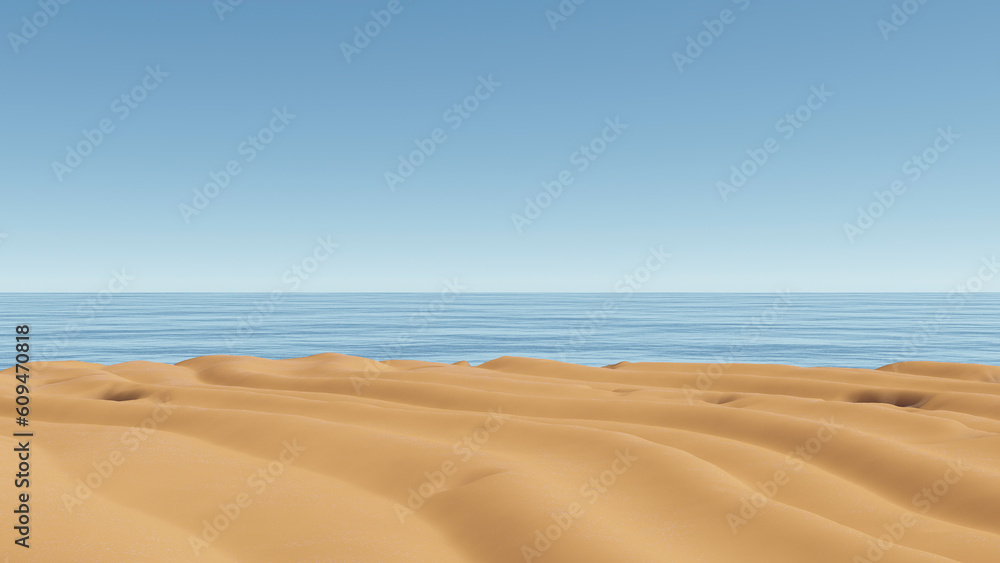 sand beach and sea 3d illustration
