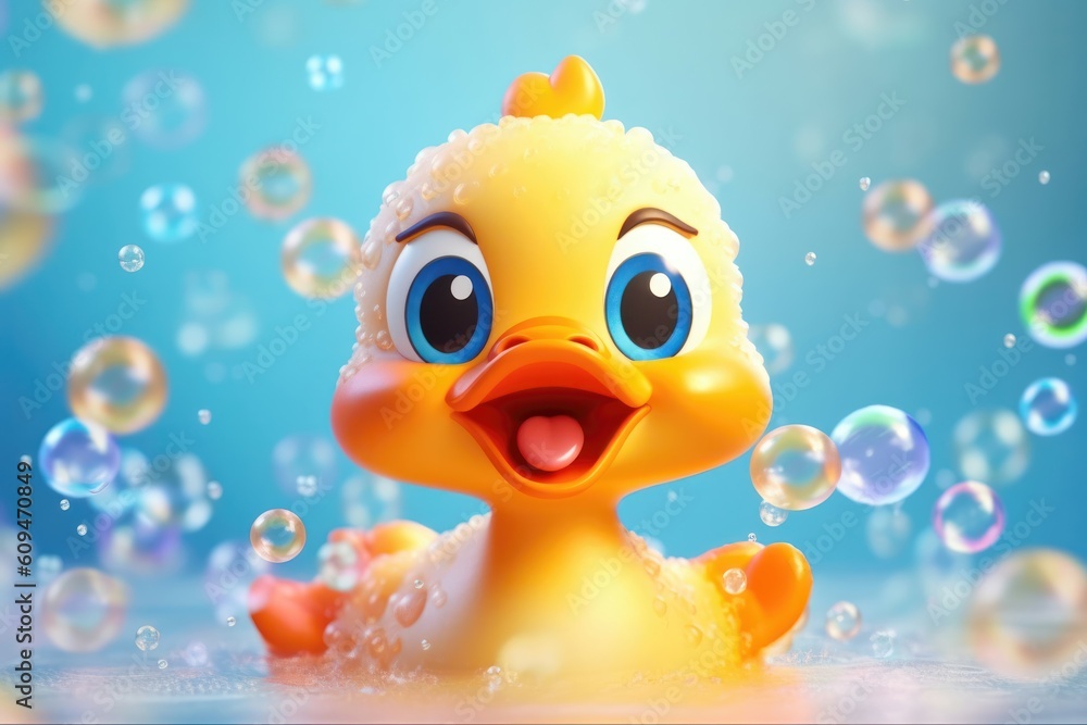 Duck and bubbles. Generative AI Duck and bubbles. Generative AI