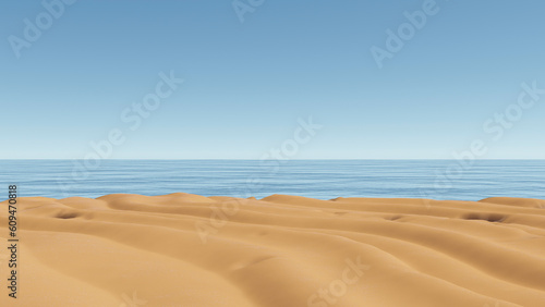 sand beach and sea 3d illustration