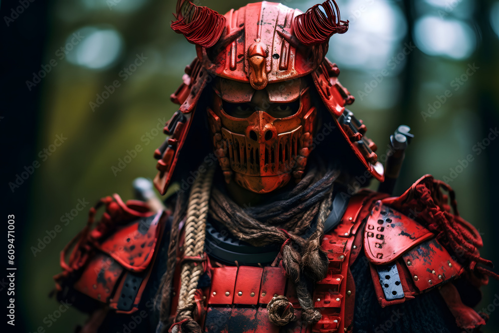 Red Armour The mighty samurai warrior of ancient japan, with his towering red ...