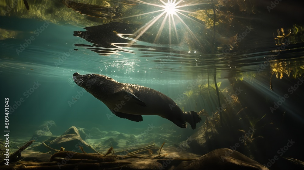 Platypus Dive in a Crystal Clear Creek