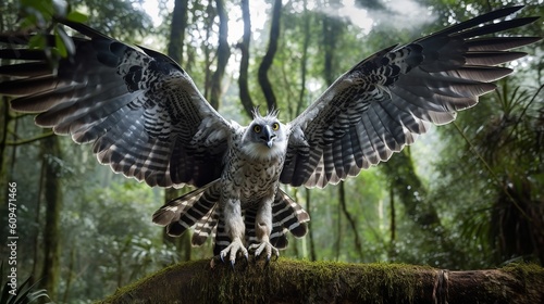 Harpy Eagle's Powerful Grasp in a Rainforest Canopy