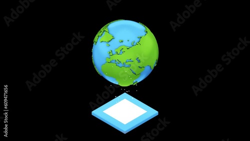 Global communication Internet network around the planet. Network and data exchange over planet. 3d Isometric. Alpha channel.