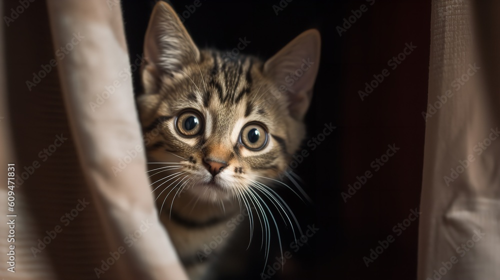 Kitten's First Climb on the Living Room Curtain