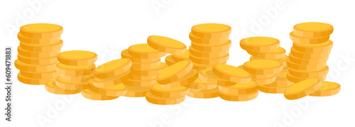 Coins. Simple vector drawing of gold coins. White background. Used for collage web design.