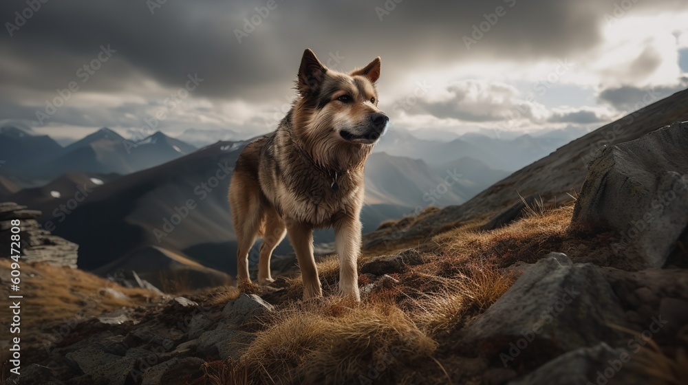 Chinook's Adventurous Trek in the Alpine Landscape Chinook's Adventurous Trek in the Alpine Landscape