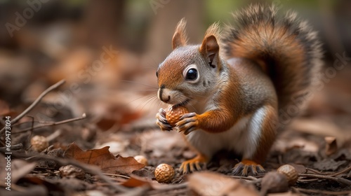Baby Squirrel's First Nut Hunt in a Suburban Park © VisualMarketplace