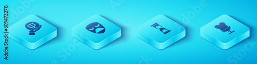 Set Isometric Psychology, Psi, Drama theatrical mask, Armchair and Old hourglass icon. Vector
