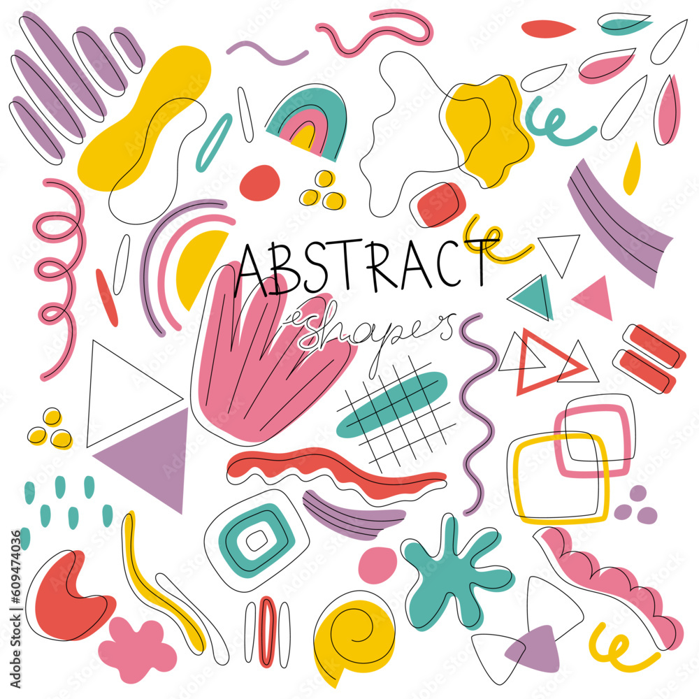 Abstract geometric shapes set in doodle style Abstract geometric shapes set in doodle style