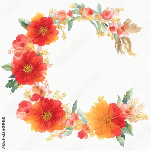 Watercolor Flower Wreath Template for Greeting Cards  Invitations  and More  Ai Generated