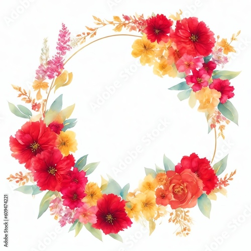 Watercolor Flower Wreath Template for Greeting Cards  Invitations  and More  Ai Generated