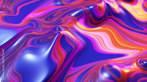 Neon multicolor metallic liquid background. IA generative. 