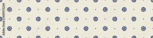 Quirky floral lino cut motif vector border. Seamless decoration of whimsical foliate design for modern banner.