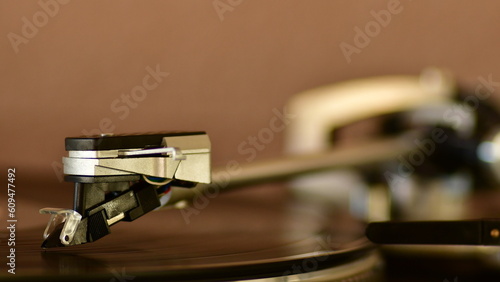 Needle of a classic vinyl player detail