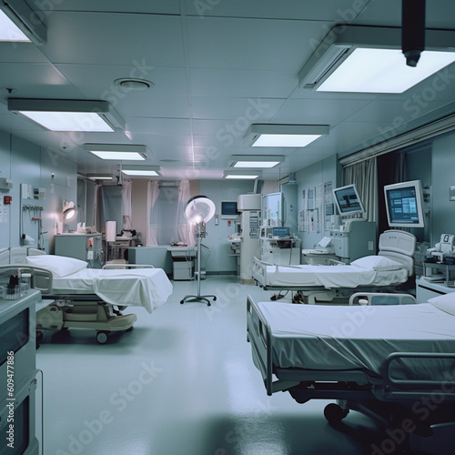 Emergency room in the hospital. Generative AI.
