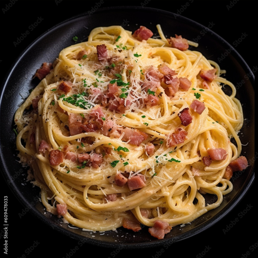 Spaghetti carbonara. Generative AI. Spaghetti carbonara. Generative AI.