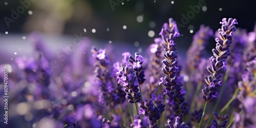 AI Generated. AI Generative. Lavender plant flower macro shot photo illustration. Graphic Art