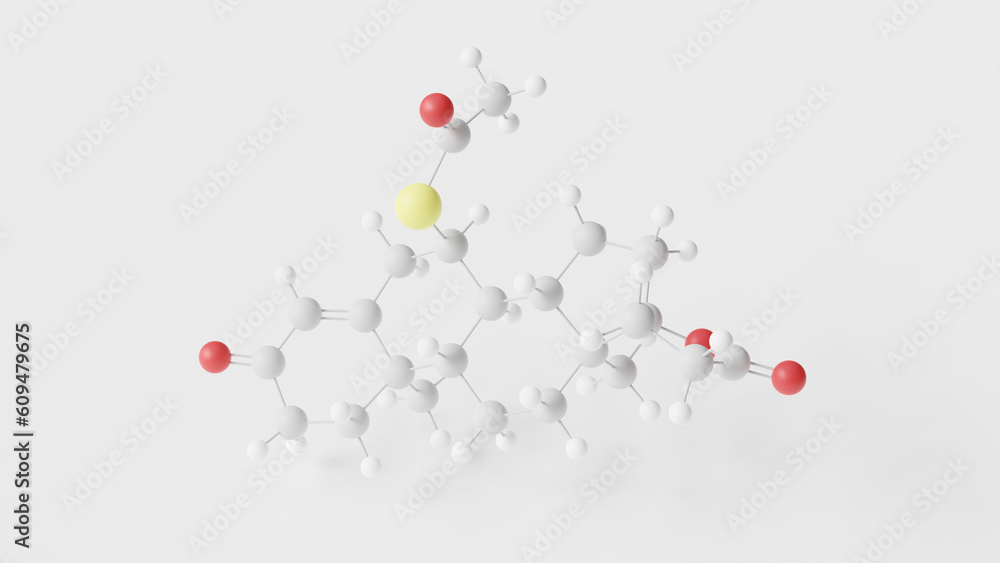 Spironolactone Molecule 3d Molecular Structure Ball And Stick Model