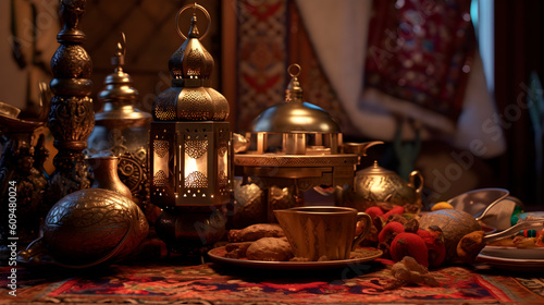 Traditional Islamic holiday, Eid al Adha, Ramadan, tea ceremony, traditions, evening, night