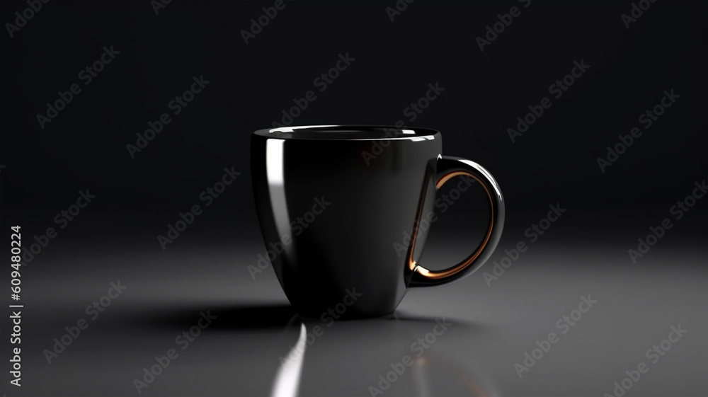 Black porcelain mug on black background Black porcelain mug on black background
