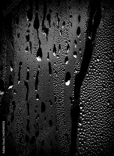 Konstfotografi Water drops condensed texture black background