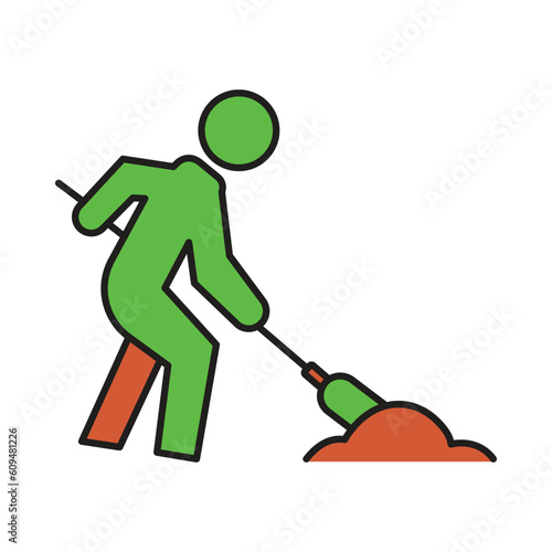 Under Construction, man, man sweeping icon