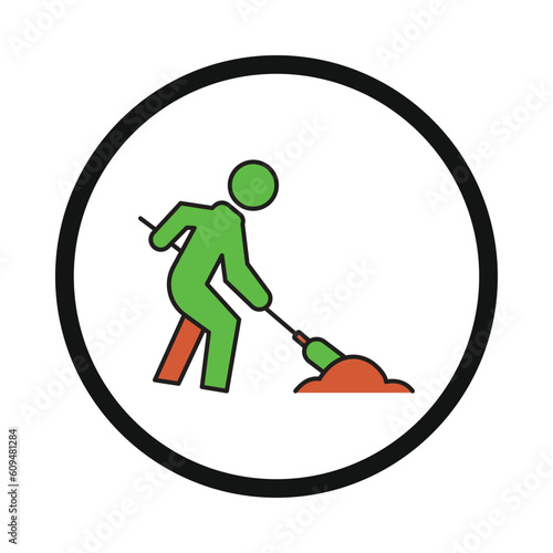 Under Construction, man, man sweeping icon