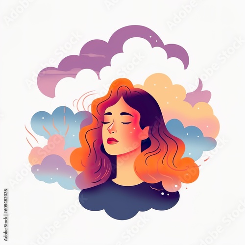 Woman with her head in the clouds - A.I. Generated Person