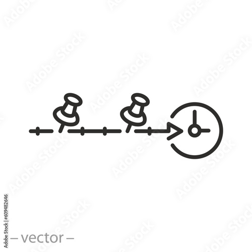time scale icon, timeline concept, calendar work planning, thin line symbol - editable stroke vector illustration