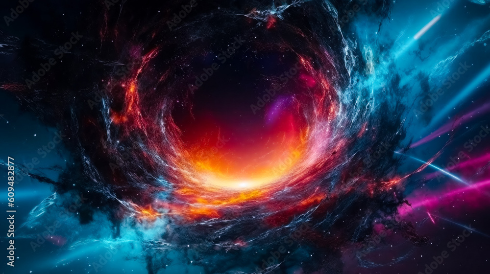 birth of stars and the explosion of the nebula, the idea of a banner with a sword about space, generated by AI birth of stars and the explosion of the nebula, the idea of a banner with a sword about space, generated by AI