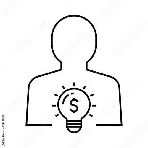 man, idea, bulb, light, creative idea man icon