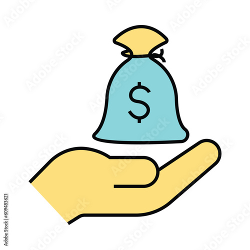 money, fund, hand, dollar, fund hand over icon