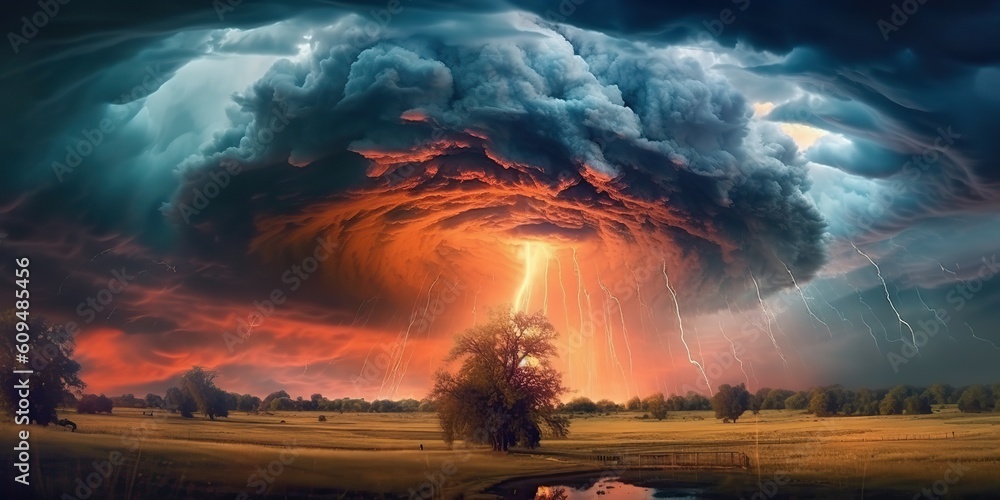 AI Generated. AI Generative. Photo illustration of dramatic storm tornado vortex nature outdoor cyclone. Graphic Art